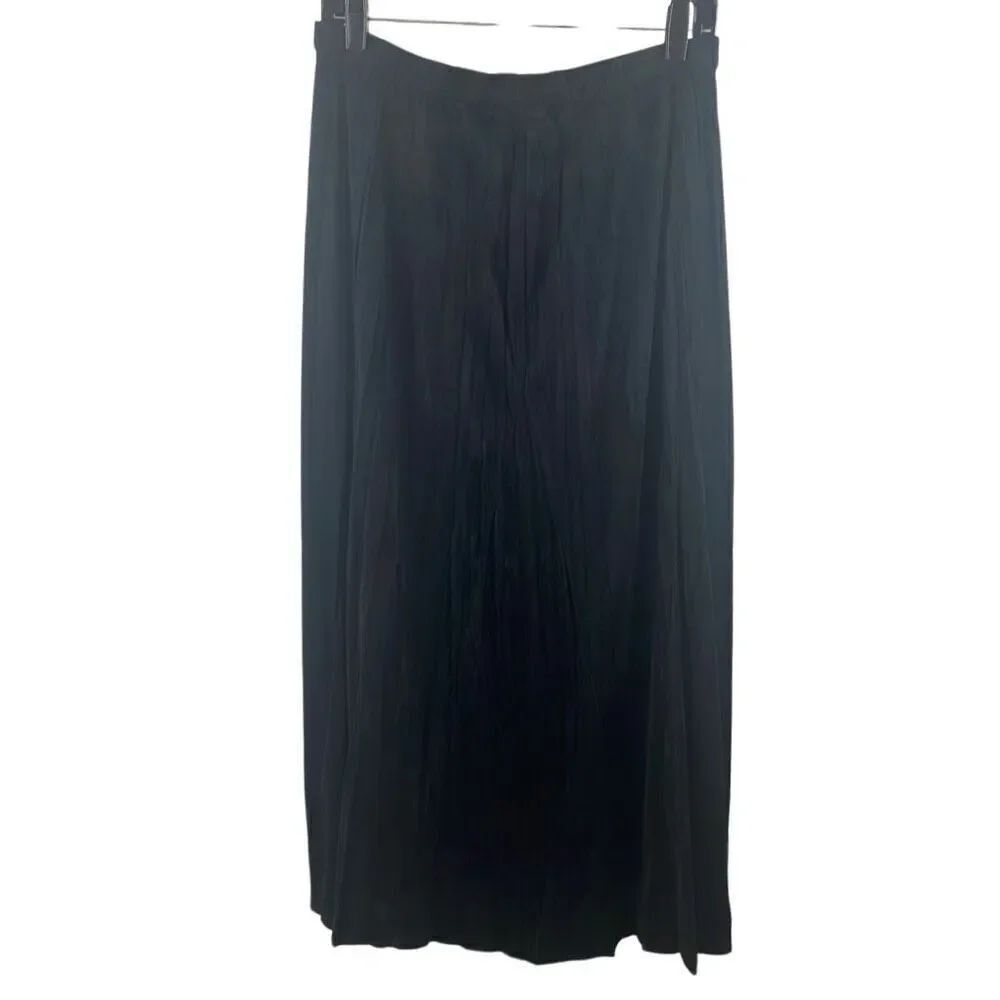 Chico’s Faux Suede Crinkle Maxi Skirt 1 Black
